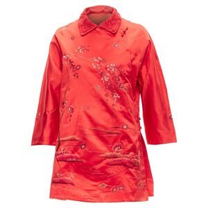 Shiatzy Chen silk lace collar floral cloud embroidery qipao top